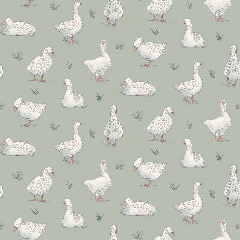 Günstige Baumwoll-Canvas-Meterware in Grüntönen - perfekt für deine nächste Projektion! Entdecken Sie unser Goose Walking Green Canvas, ideal zum Nähen und Sti