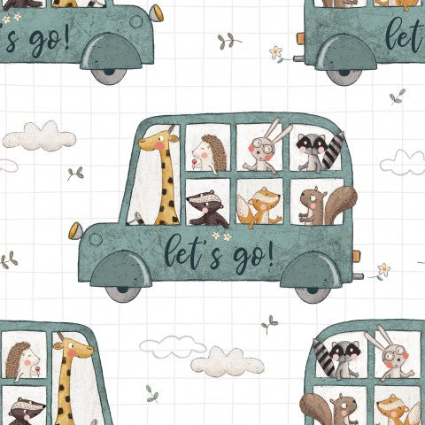 Waterproof fabric animals in a bus