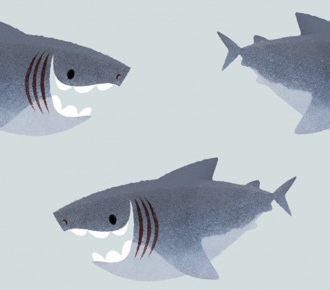 Canvas Baumwolle Great White Shark blue - Schöne und robuste Baumwoll-Meterware in blauer Farbe zum Nähen von Tischdecken, Kissen, Taschen oder anderen textile