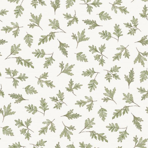 Waterproof fabric a pattern of leaves on a white background