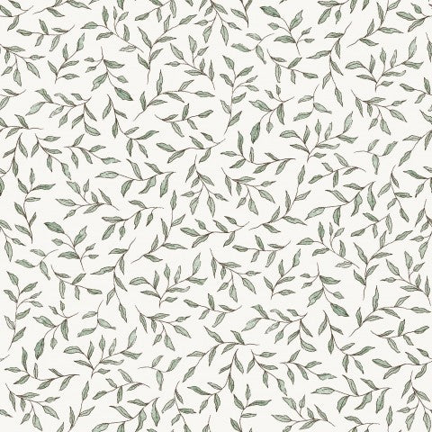 Mousseline à motif de feuilles sur fond blanc