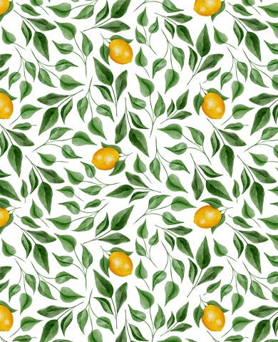 French Terry-citroner och gröna blad