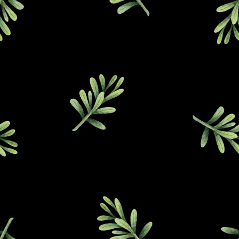 Muslin green leaves on black background