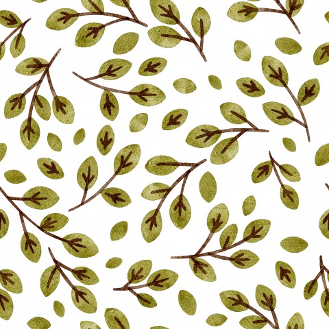 Gröna blad av satinbomull på vit bakgrund