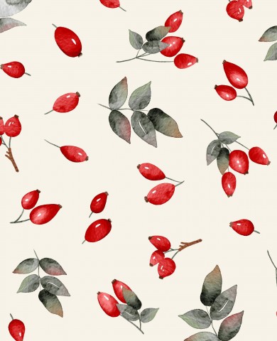Waterdichte stof rode bessen en bladeren