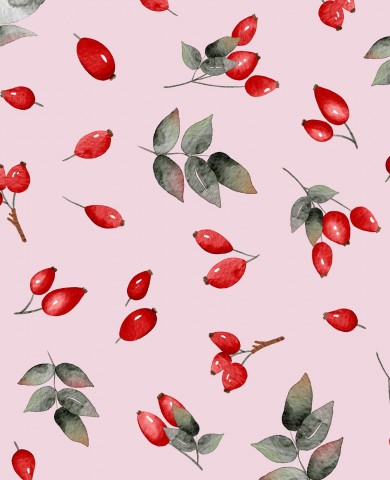 Jersey roten Beeren und Blättern auf rosa Hintergrund