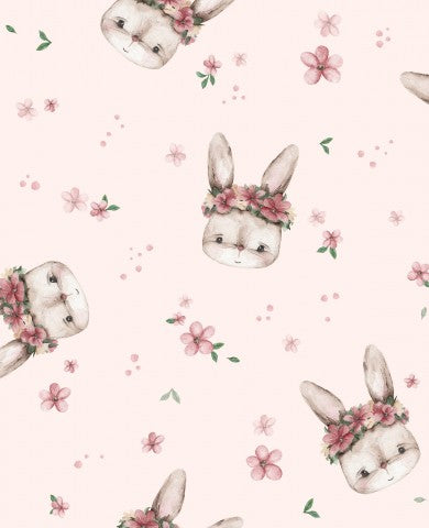 Panama Kaninchen und Blumen auf rosa Hintergrund