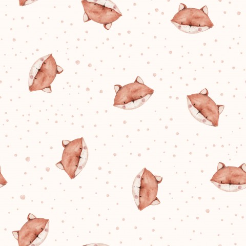 Muslin a watercolor pattern of foxes on a white background