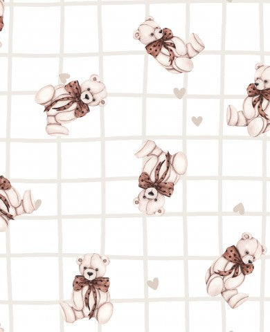 Nähen Sie mit uns - Canvas Baumwolle Hallo Teddy 2 Gitter weiß: Weiche und weiches Baumwollgewebe für Ihre nächste Projektidee. Meterware zum direkt anfertigen