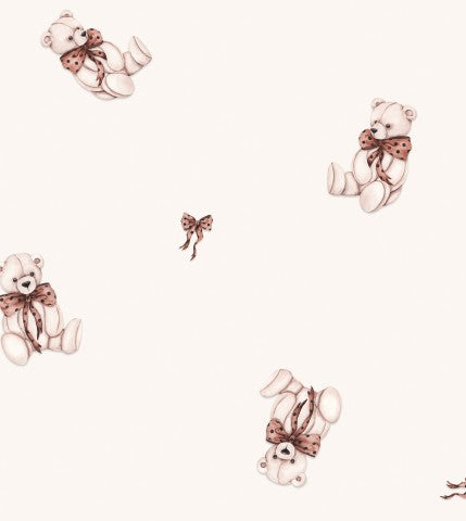 French Terry a pattern of teddy bears on a white background