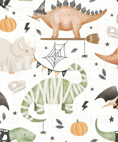 Wasserdichter Stoff Dinosauriern, Kürbissen und Halloween-Dekorationen