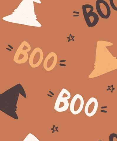 Rib Jersey Halloween patroon met heksenhoeden