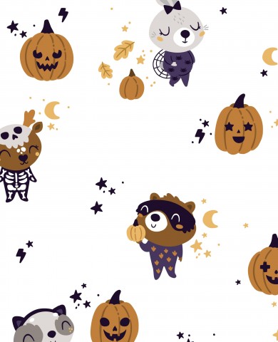 Maglia a coste con motivo di Halloween con simpatici animali