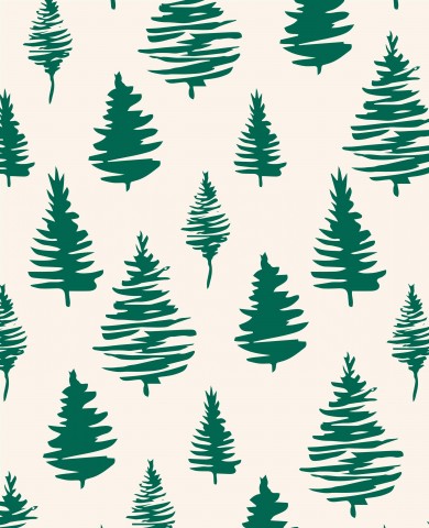 Handgezeichnete Baumwolle im Tintenfarb-Kiefernwald: Natürliches Design auf Canvas-Stoff, ideal für Näher und Künstler.