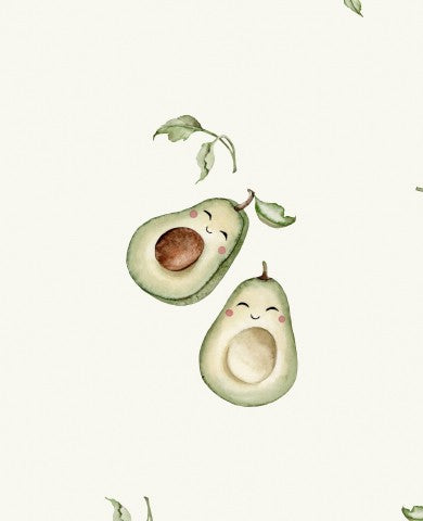 Jersey eine Aquarellillustration von zwei Avocados mit Blättern