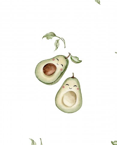 Entdecken Sie das perfekte Baumwoll-Canvas für Ihre nächsten textile Projekte: Canvas Baumwolle Happy Avocado weiß, 100% Baumwolle und Meterware zum nähen!