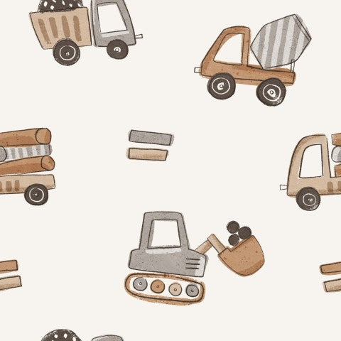 French Terry construction vehicles on a white background