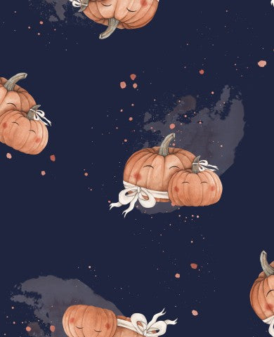 Rib jersey pumpkins on navy blue background