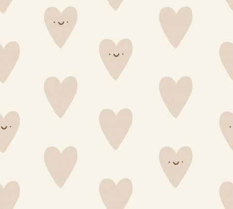 Happy Valentine's Hearts in Light Brown - Baumwoll-Canvas-Meterware für deine Lieblingsnähte! Perfekt für Höschen, Tops und Taschen