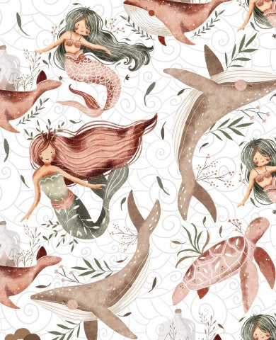 Satin cotton mermaids and dolphins