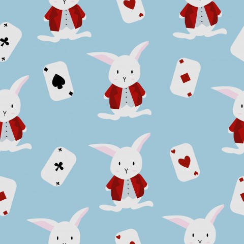 Satin cotton pattern of Alice in Wonderland