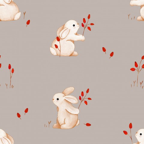 Lapin du Panama et feuilles rouges