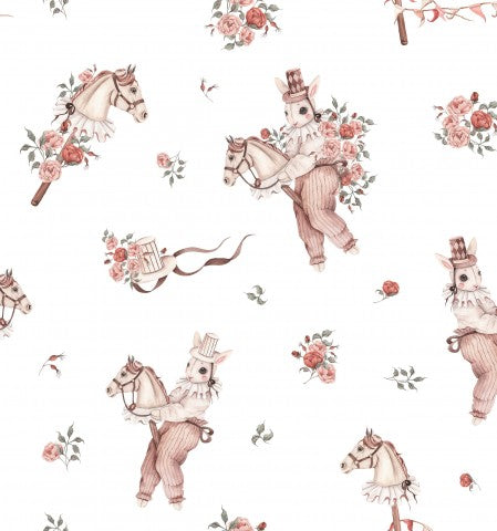 Rib Jersey Horses and Flowers