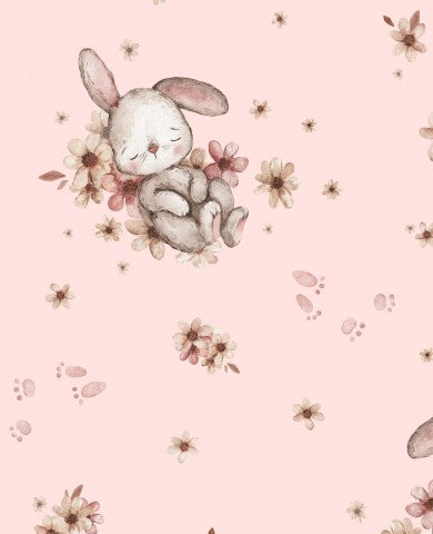 Panama a cute bunny and flower pattern on a pink background