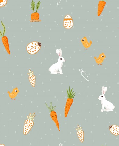 Muslin rabbit, carrots and eggs