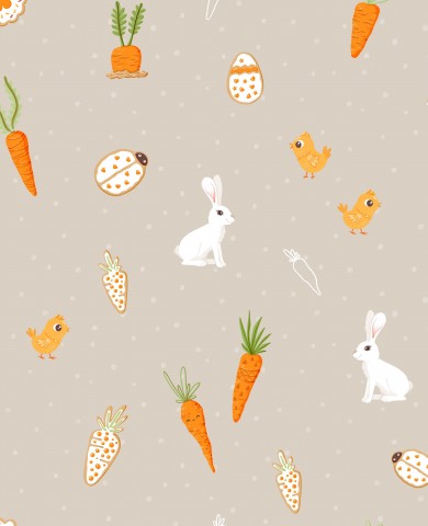 Muslin rabbit, carrots and eggs