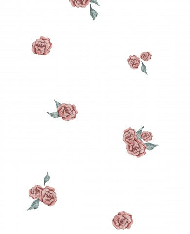 Jersey rosa Rosen und Blätter auf weißem Hintergrund