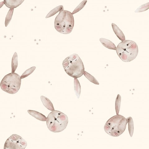 Canvas Baumwolle Hasenköpfe 20x20cm creme - Natürliches Design für Ihre Kleidung, 100% Baumwolle, Meterware zum Nähen, ideale Stoffwahl für T-Shirts, Hoodies u