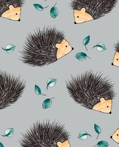 French Terry hedgehogs and leaves