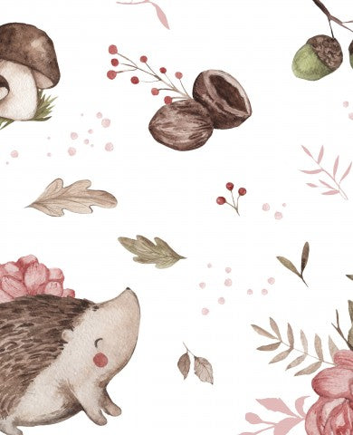 French Terry Aquarell-Igel und Blumen