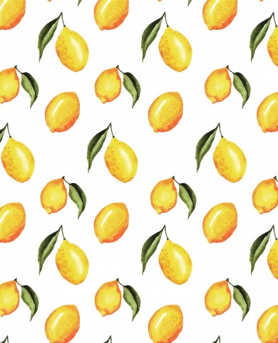 Satin cotton lemons and leaves