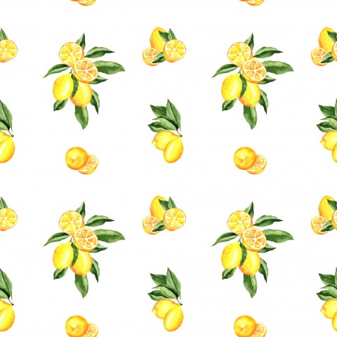 French Terry Citrons et feuilles