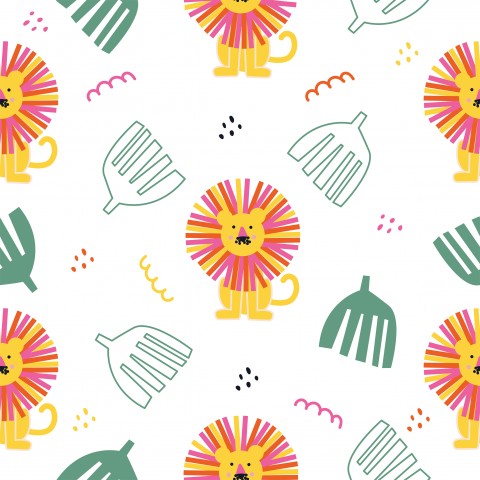 Waterproof fabric colorful lions and other objects
