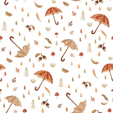Muslin umbrellas, leaves and acorns