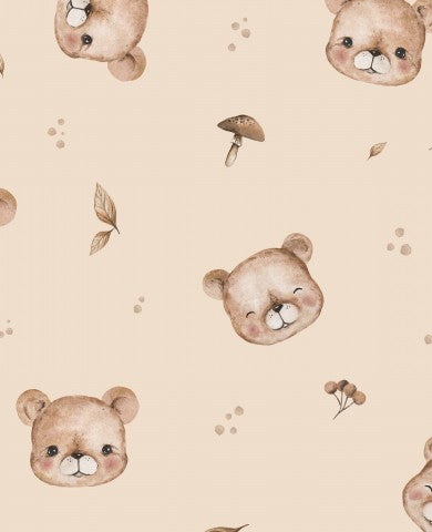 Muslin teddy bears and mushrooms