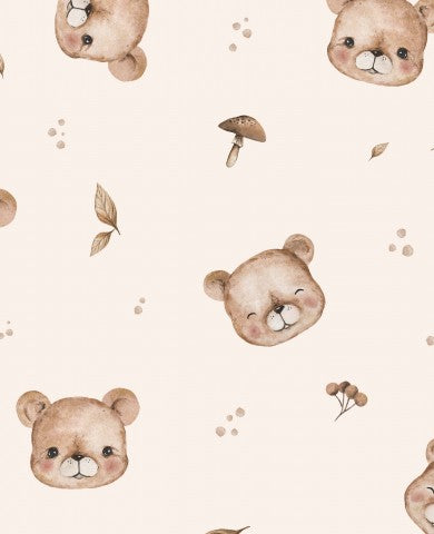 French Terry Teddybären und Pilzen