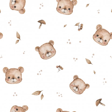 French Terry Teddy Bears and Mushrooms