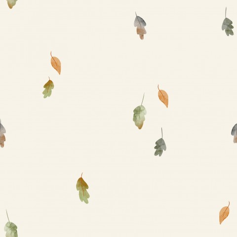 French Terry ein Muster aus Blättern auf beigem Hintergrund