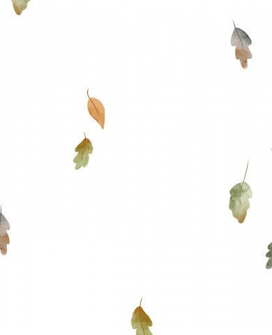 Satin cotton watercolor pattern with autumn leaves