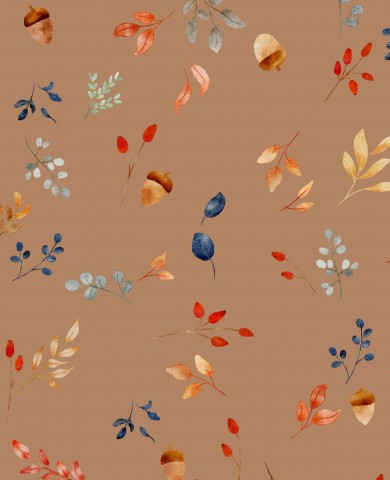 Waterproof fabric autumn leaves and acorns