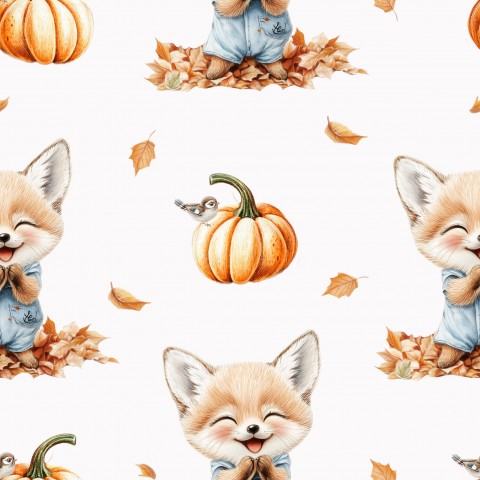 Herbstlicher Charme für deine nächste Nähanlage: Canvas Baumwolle mit gemütlichem Fuchs-Muster, ideal zum Schaffen von warmen und bequemen Kleidungsstücken wie