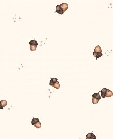Muslin a pattern of acorns on a beige background