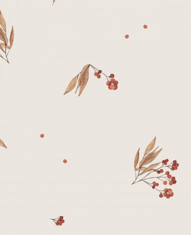 Waterproof fabric red berries on gray background