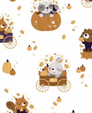 Jersey niedlichen Tieren und Kürbissen