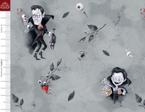Satin cotton fabric with vampire figures on it