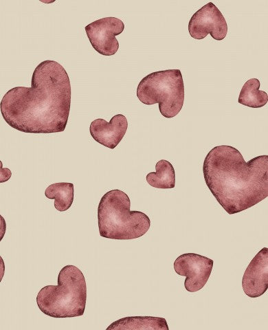 Vandtæt stof Valentinsdagsmønster med akvarelhjerter